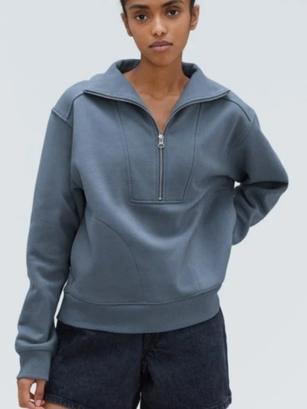 Everlane The Track Half Zip Organic Cotton Sweatshirt